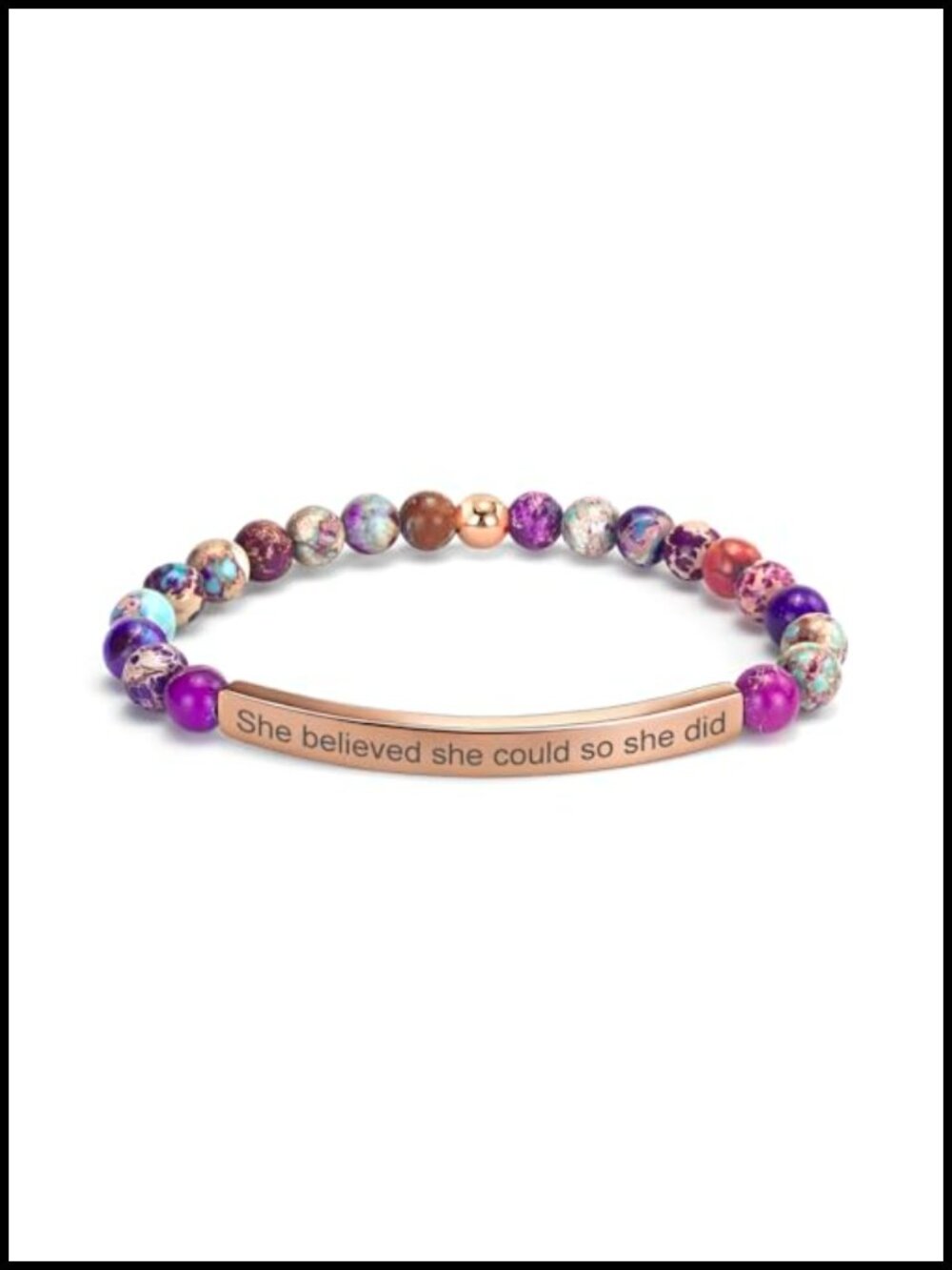 18K Gold Plated Imperial Jasper Christian Bible Verse Bracelet